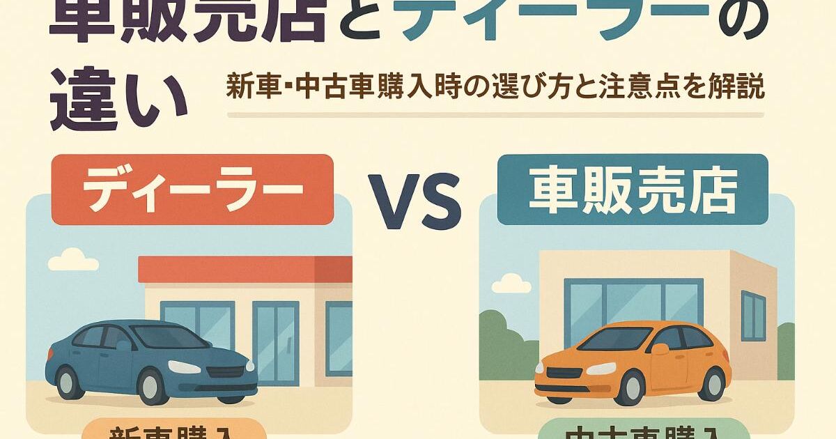 車販売店とディーラーの違いを徹底解説！新車や中古車購入で失敗しない 